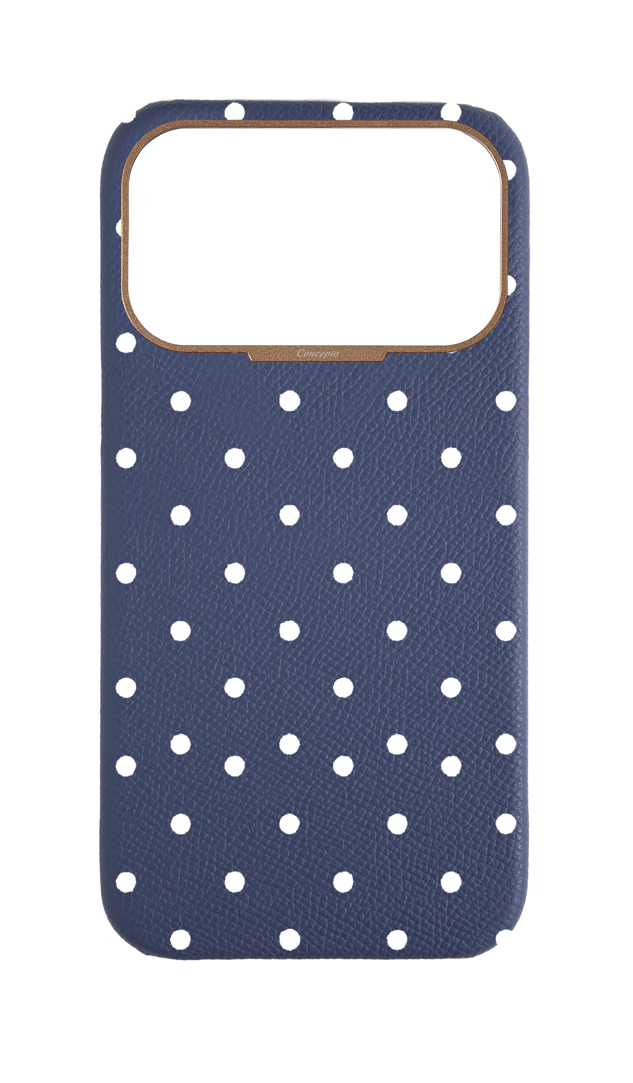 Navy Strapless Epsom Case - Polka Dots
