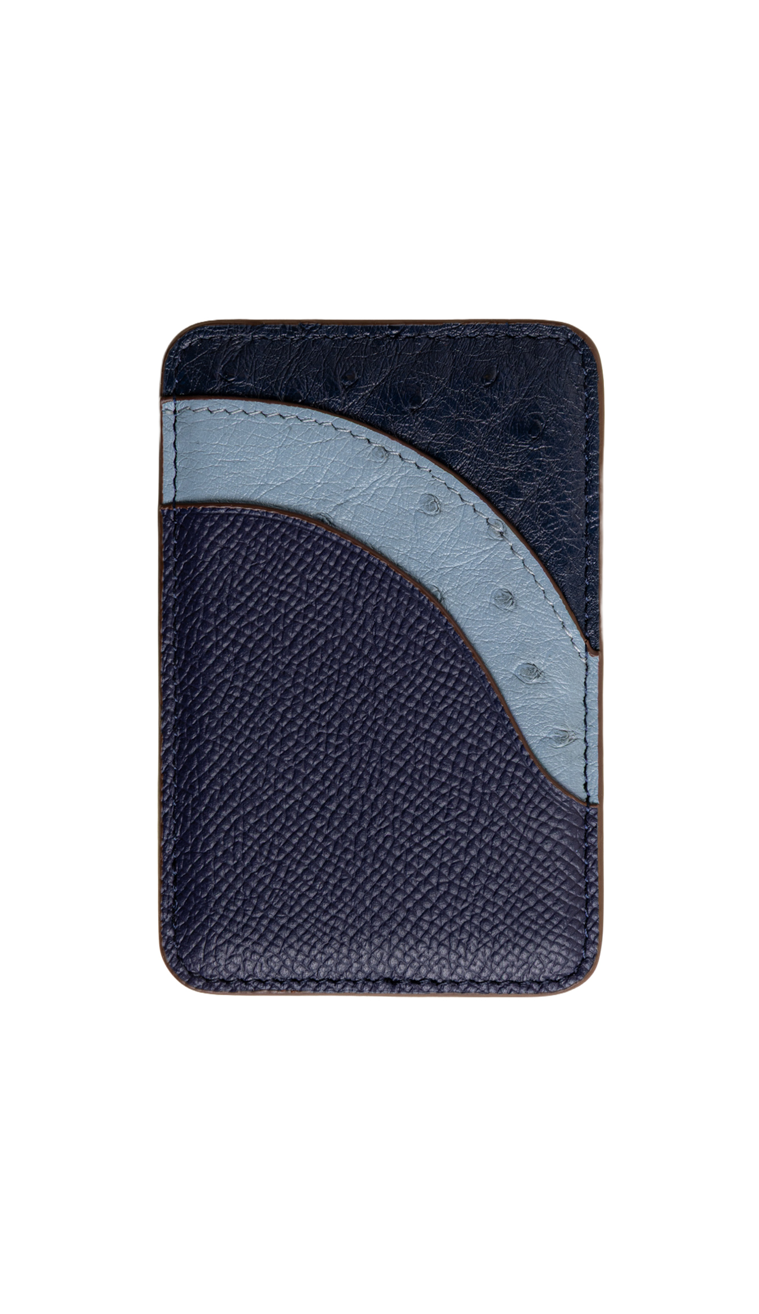 Navy Ostrich Contour MagSafe Wallet - The Curve