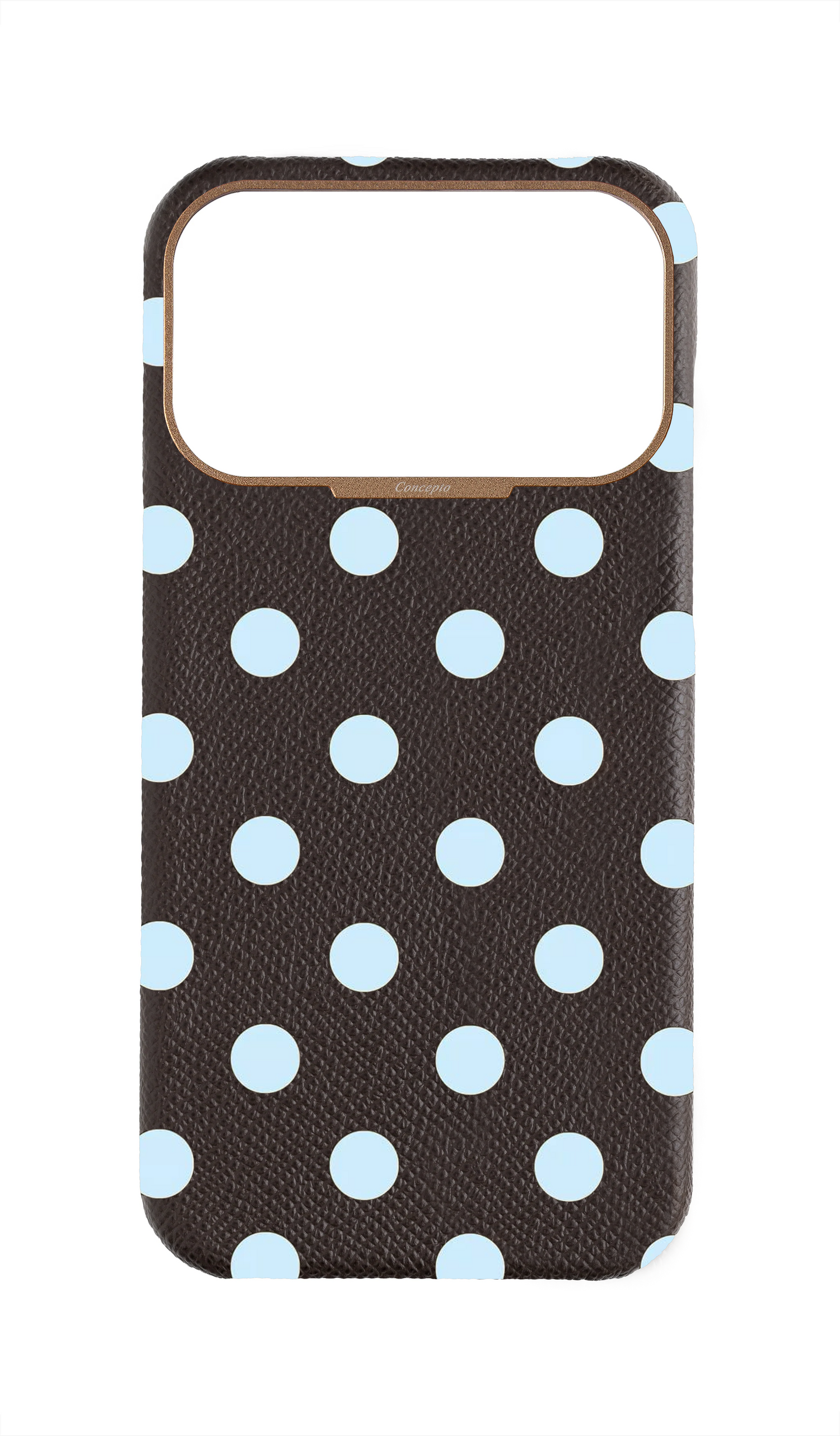 Brown Strapless Epsom Case - Polka Dots