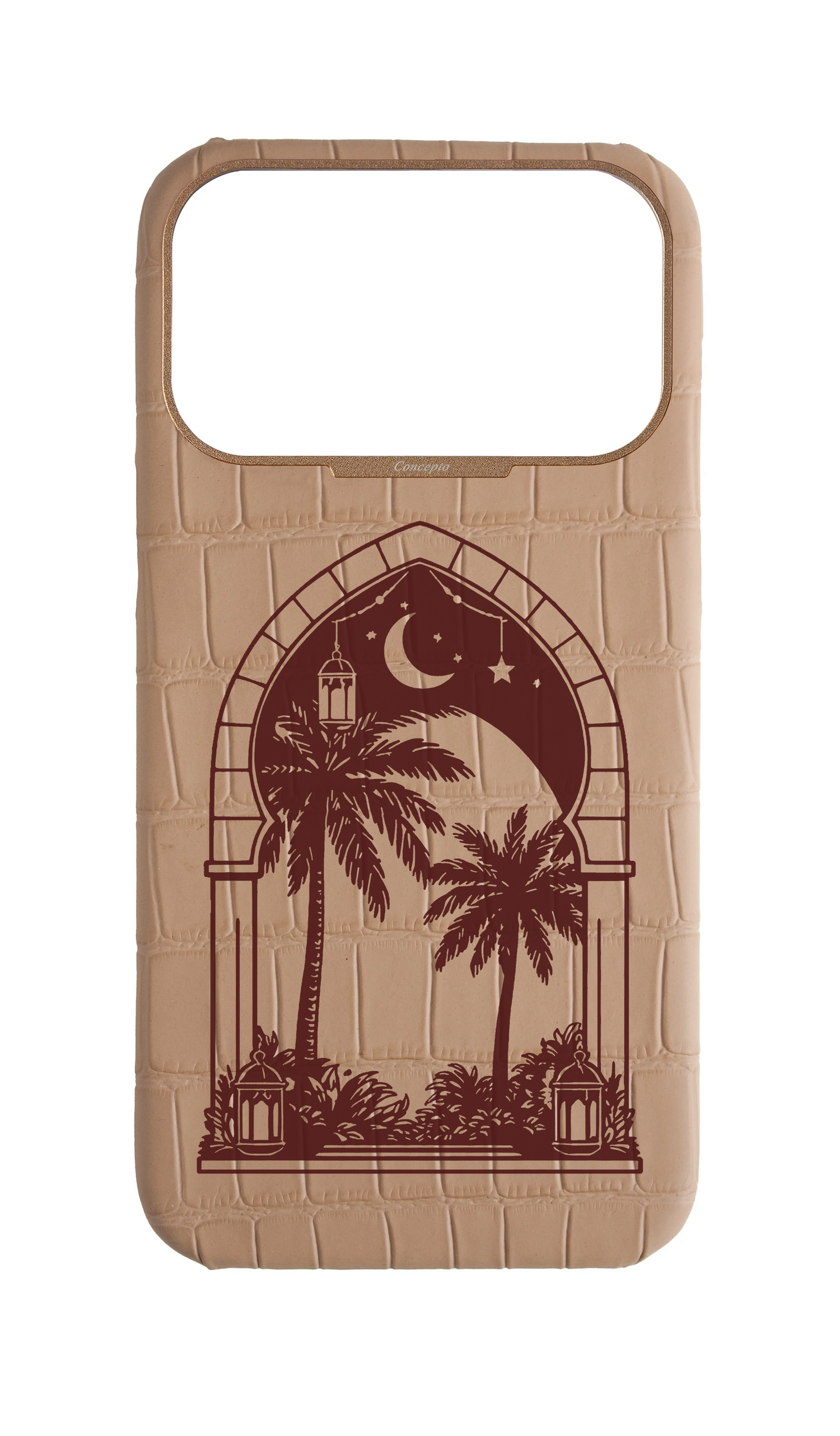 Matte Nude Strapless Embossed Crocodile Case - Ramadan Arch