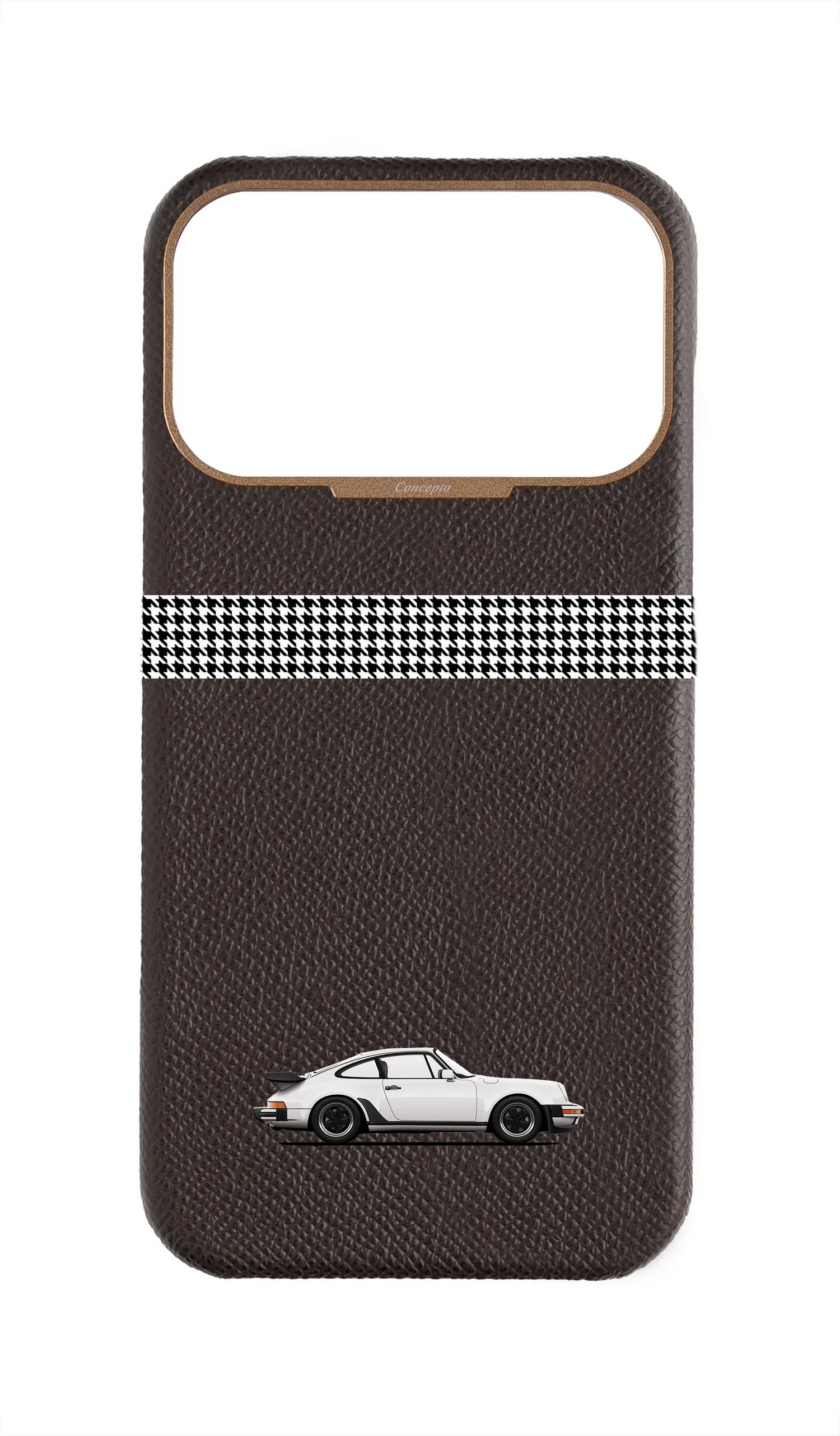 Brown Strapless Epsom Case - Retro Sport Design