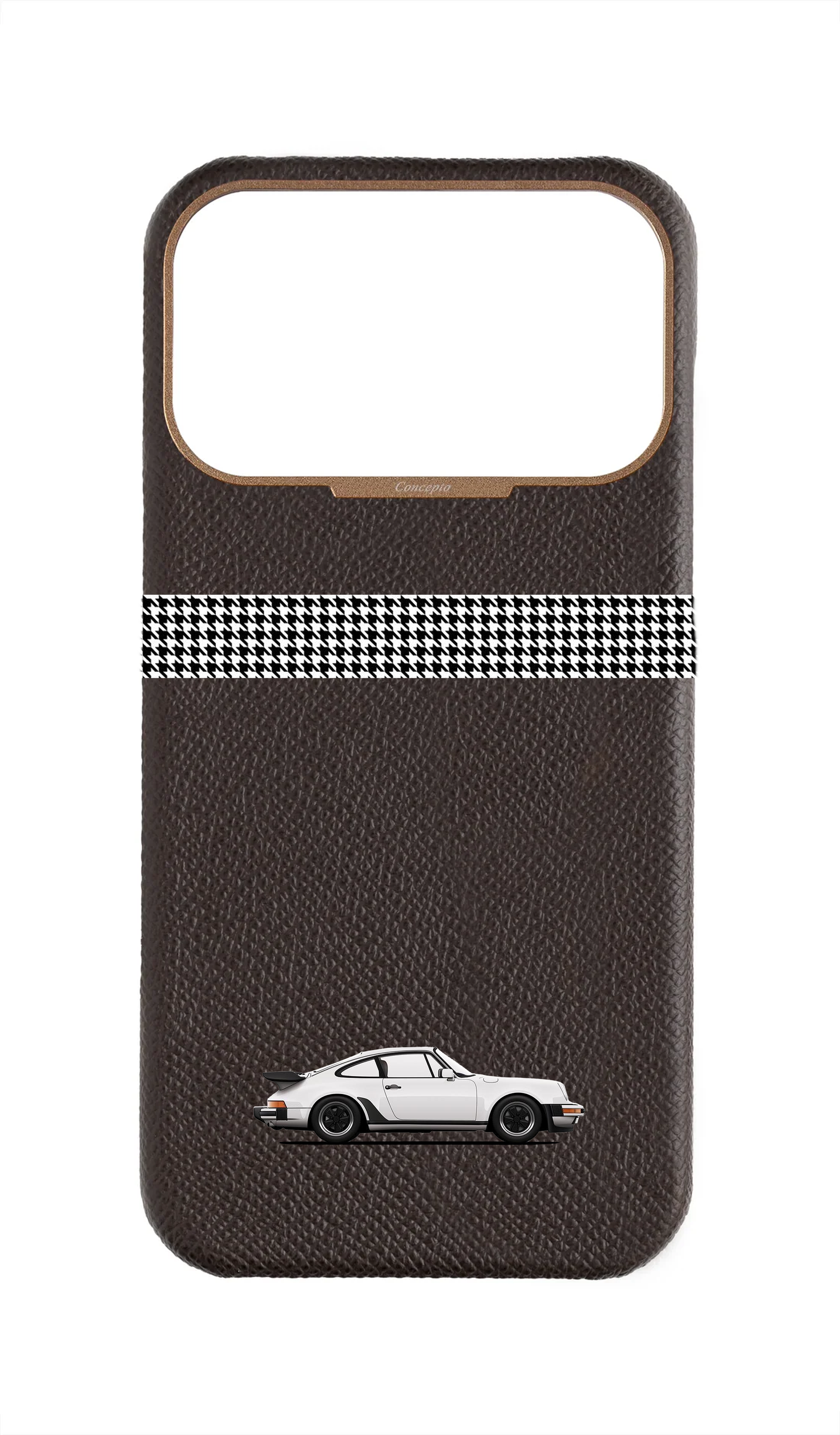 Brown Strapless Epsom Case - Retro Sport Design
