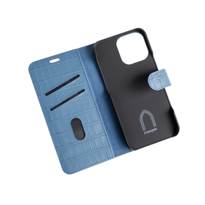 Matte Navy Embossed Flip Crocodile Case