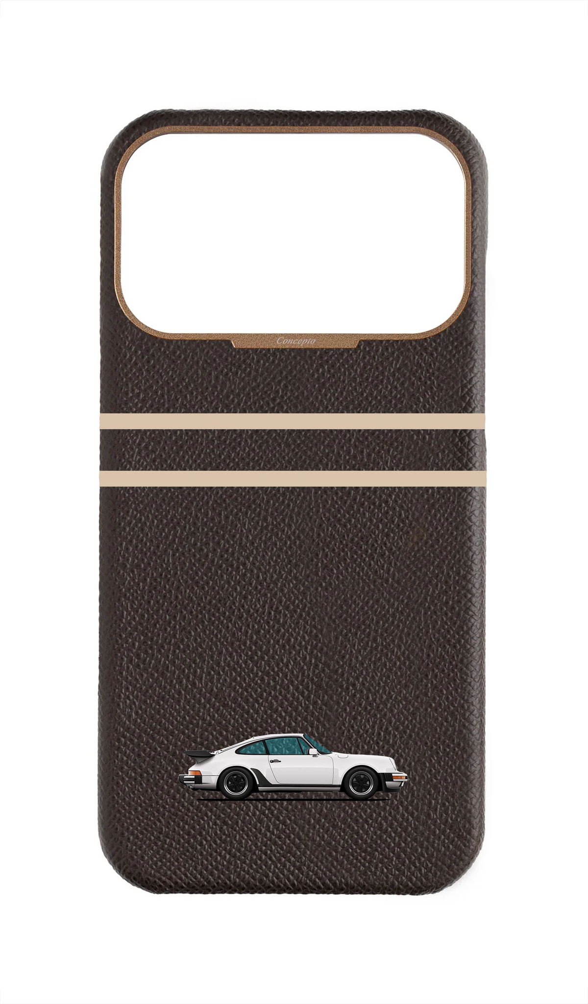 Brown Strapless Epsom Case - Retro Sport Design