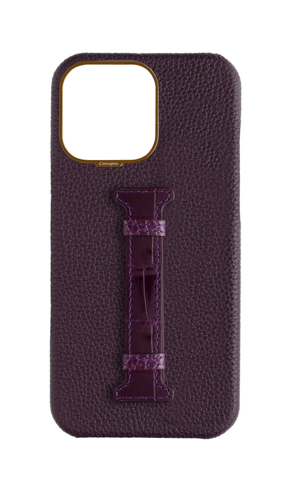 Deep Purple Exotic Crocodile Middle Strap Case