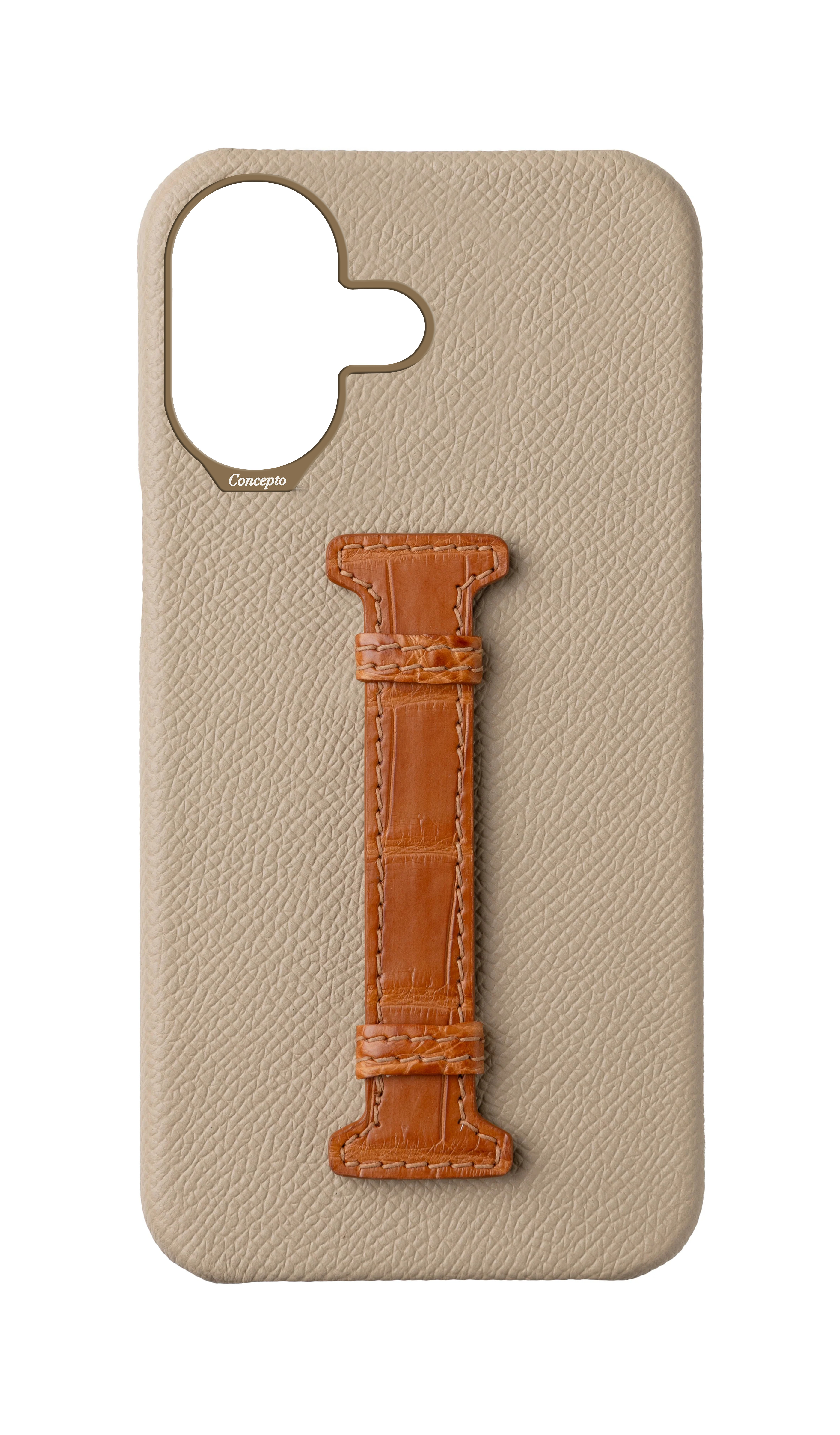 Beige / Tangerine Exotic Crocodile Middle Strap Case