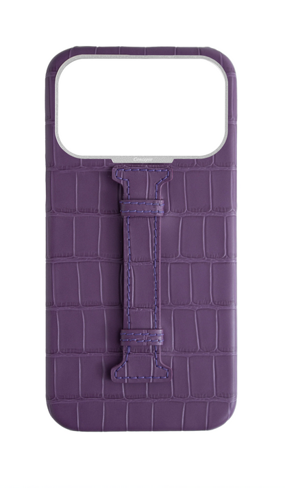 Matte Purple Embossed Crocodile Case