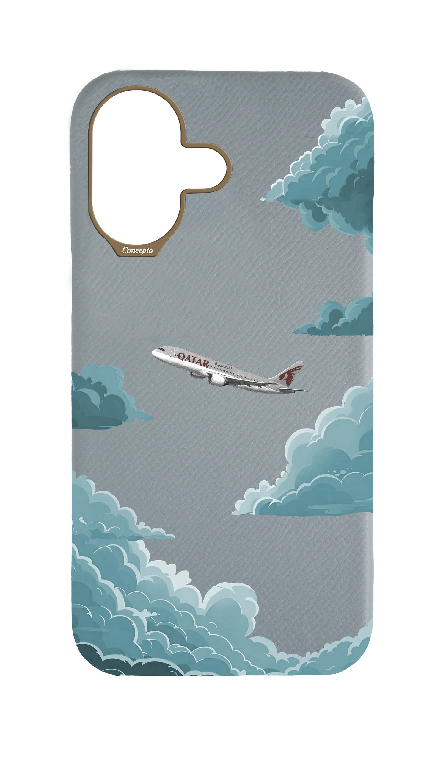 Light Blue Grey Strapless Case - Qatar Airways