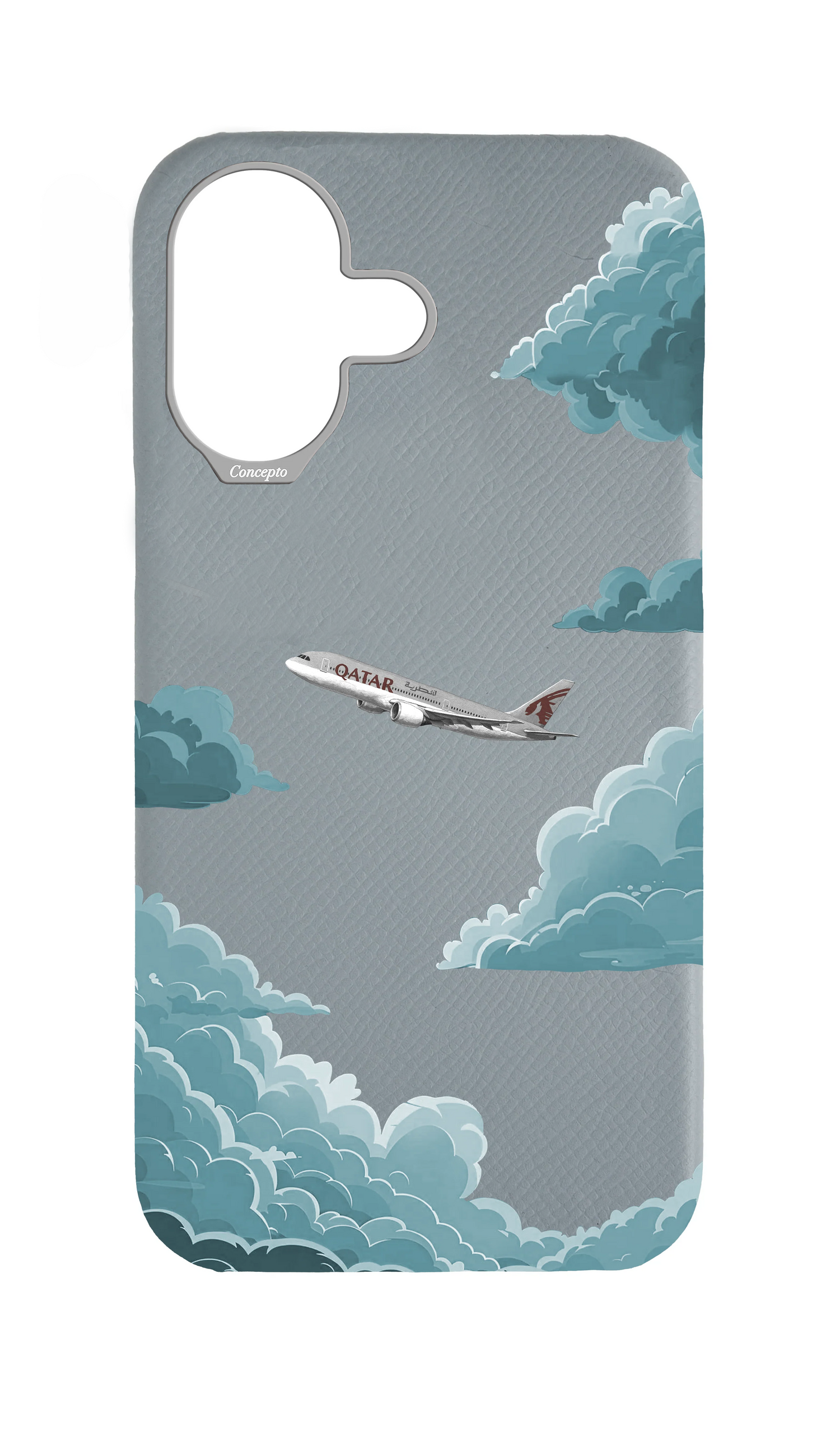 Light Blue Grey Strapless Case - Qatar Airways