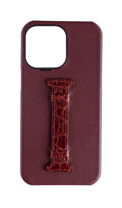Burgundy Exotic Crocodile Middle Strap Case