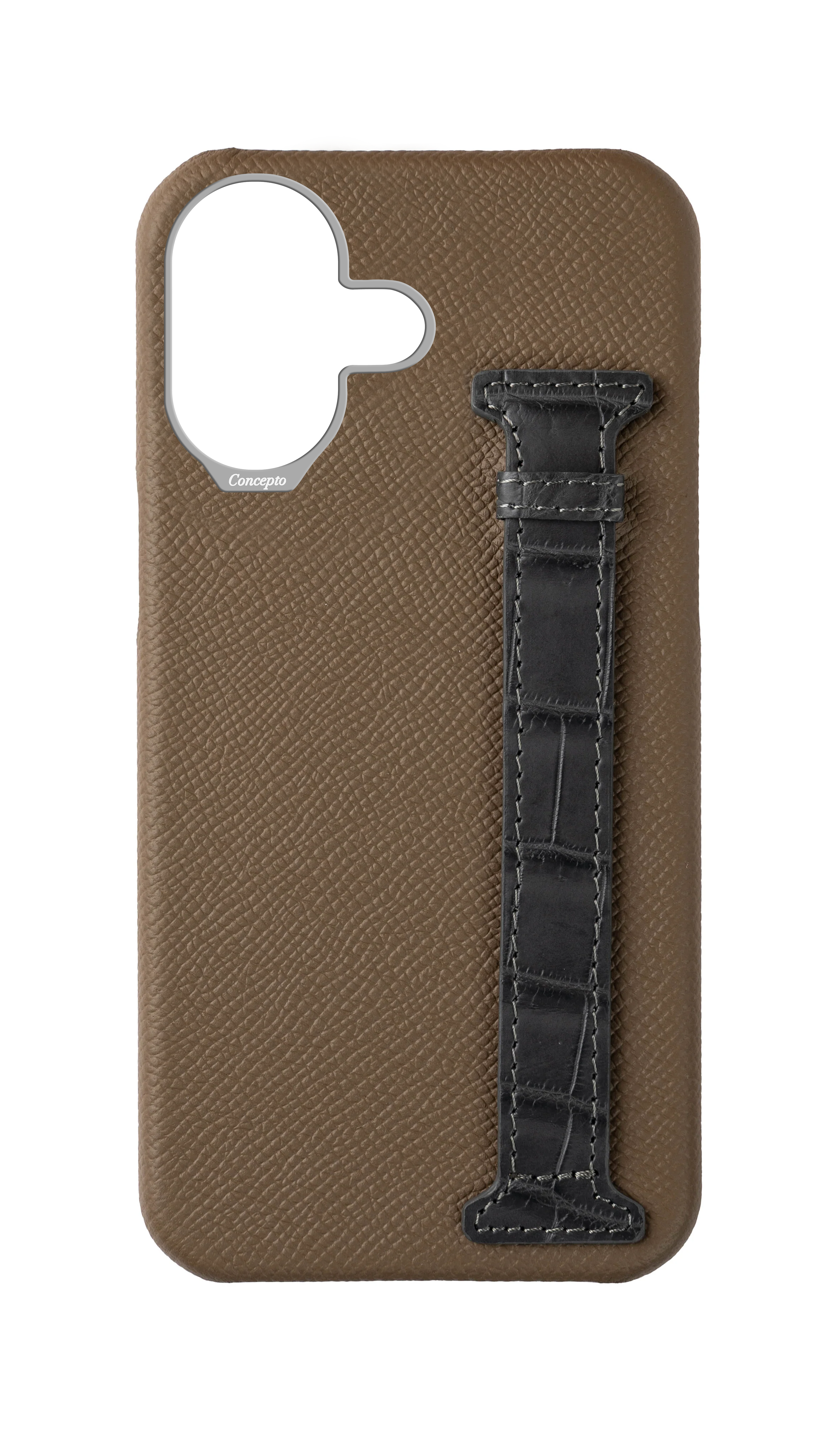 Brown / Ash Grey Exotic Crocodile Side Strap Case