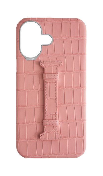 Matte Pink Embossed Crocodile Case