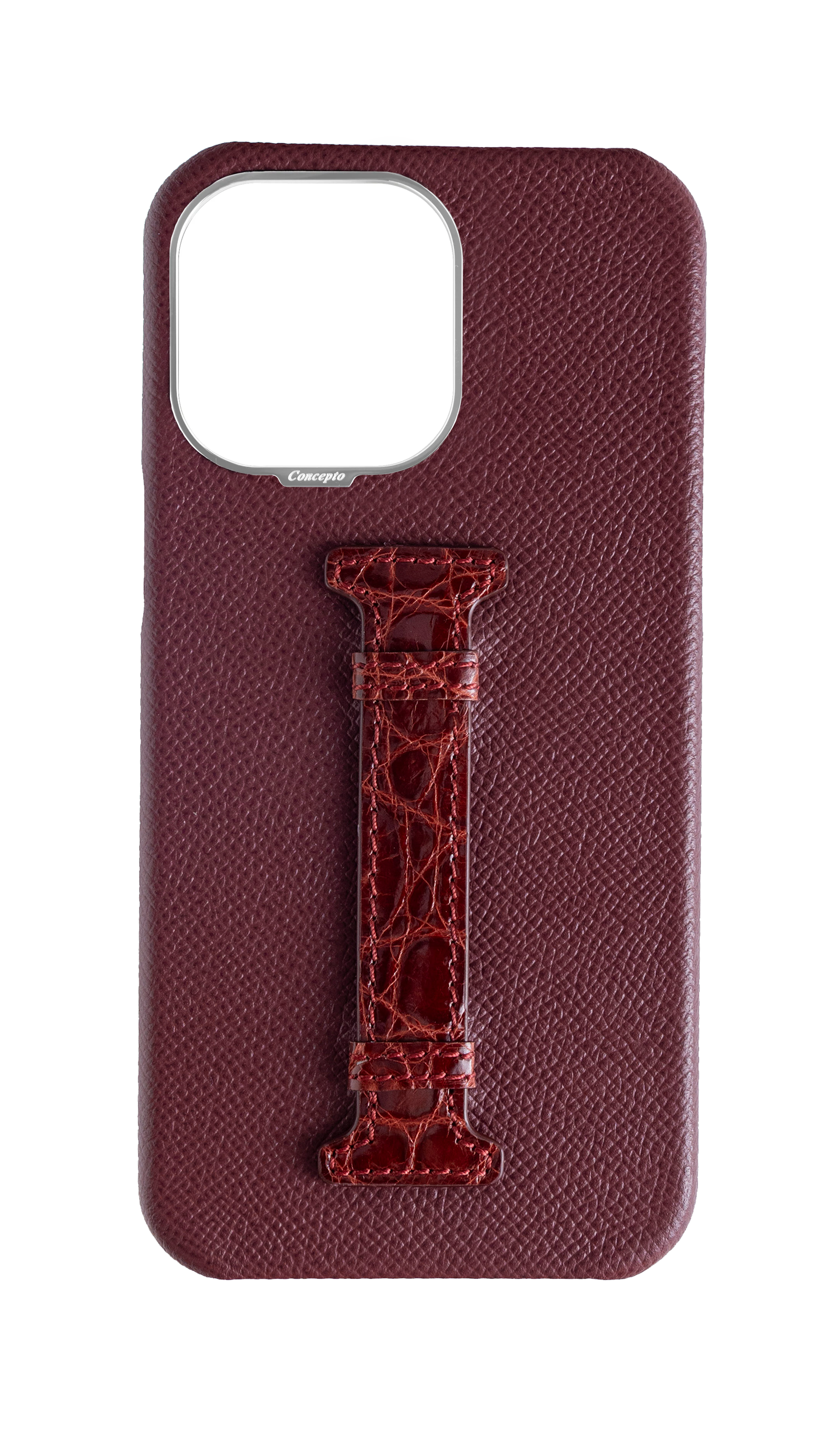 Burgundy Exotic Crocodile Middle Strap Case