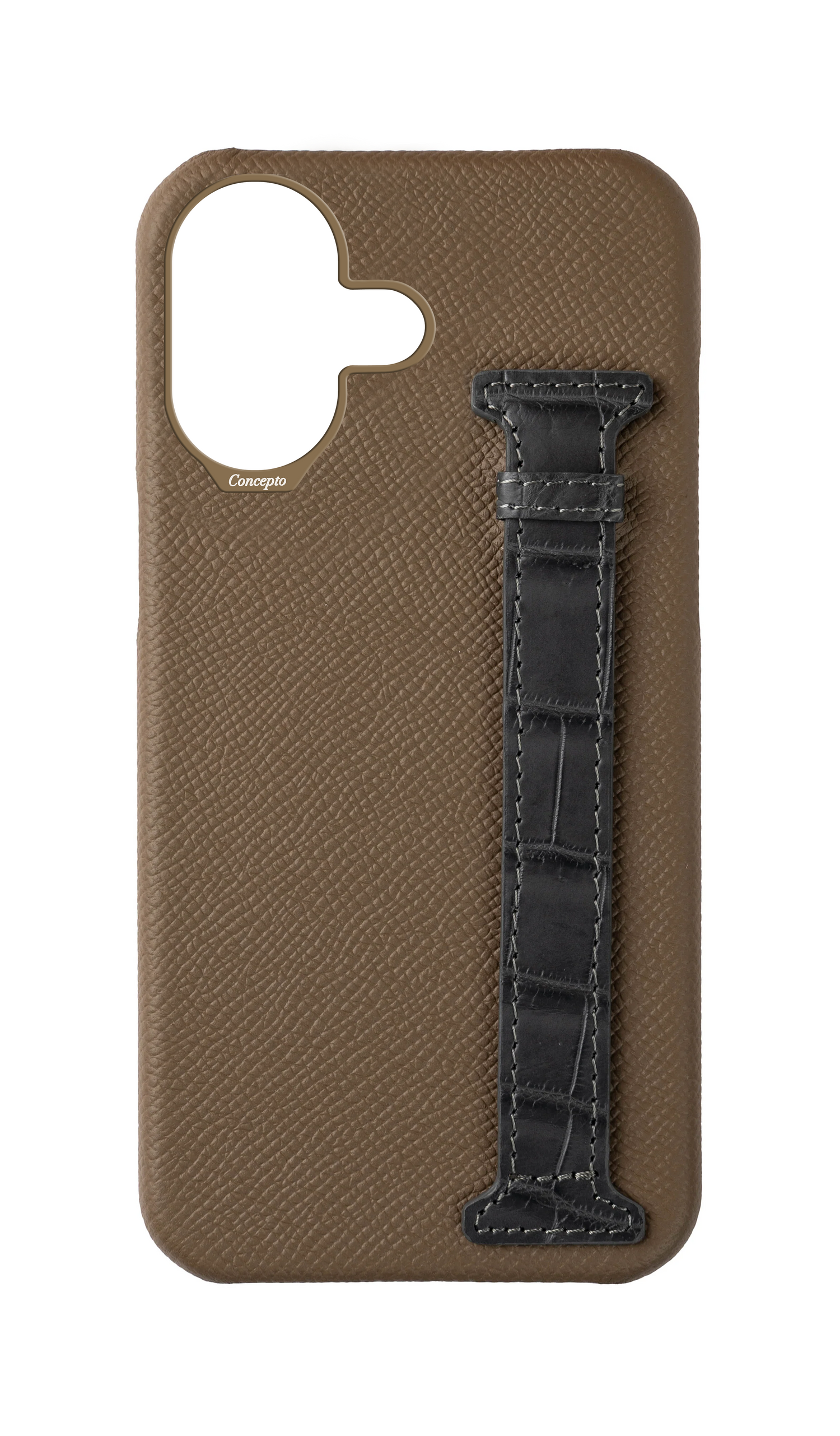 Brown / Ash Grey Exotic Crocodile Side Strap Case