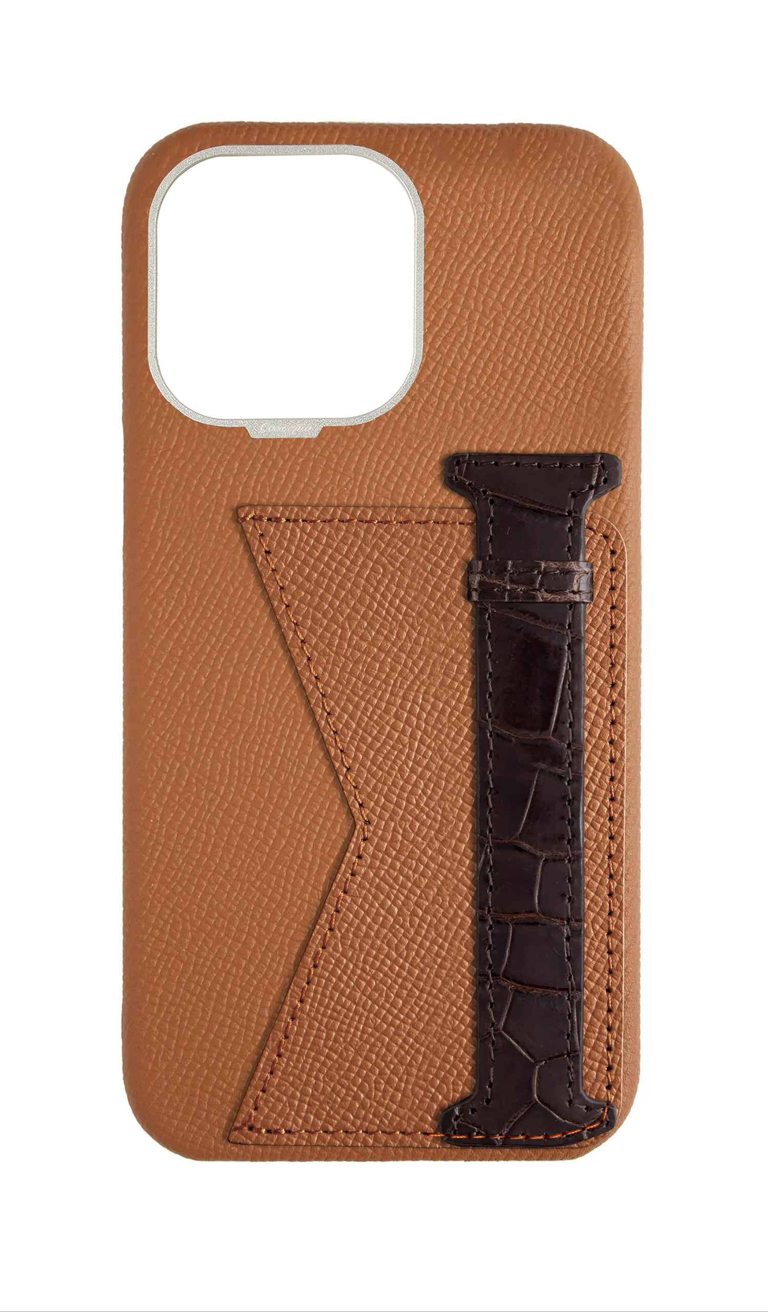 Tan / Brown Exotic Crocodile Duo Case