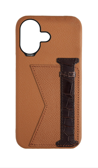 Tan / Brown Exotic Crocodile Duo Case