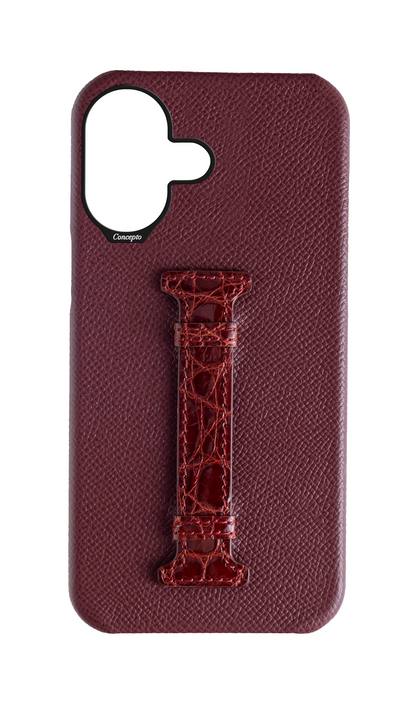 Burgundy Exotic Crocodile Middle Strap Case
