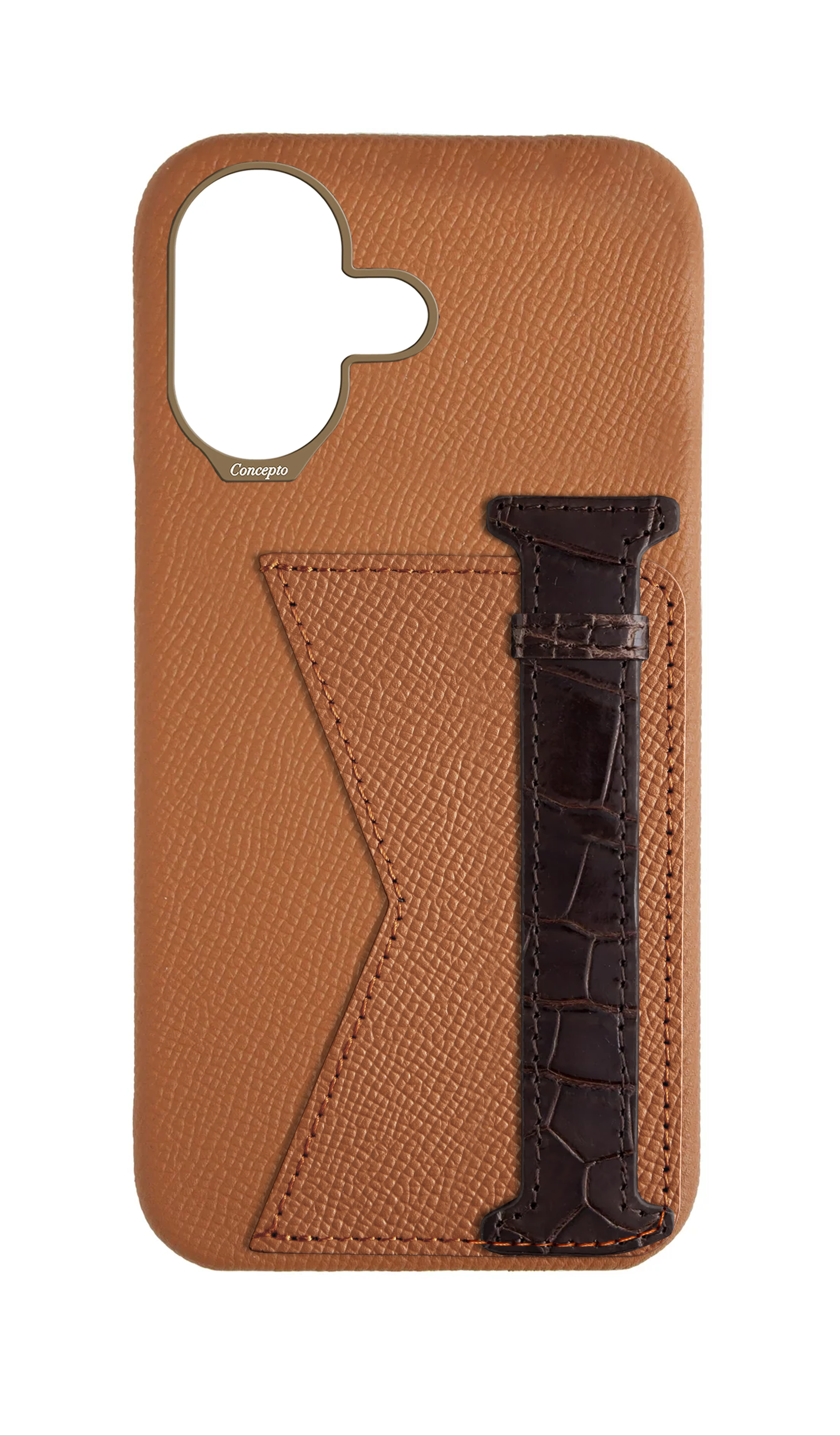 Tan / Brown Exotic Crocodile Duo Case
