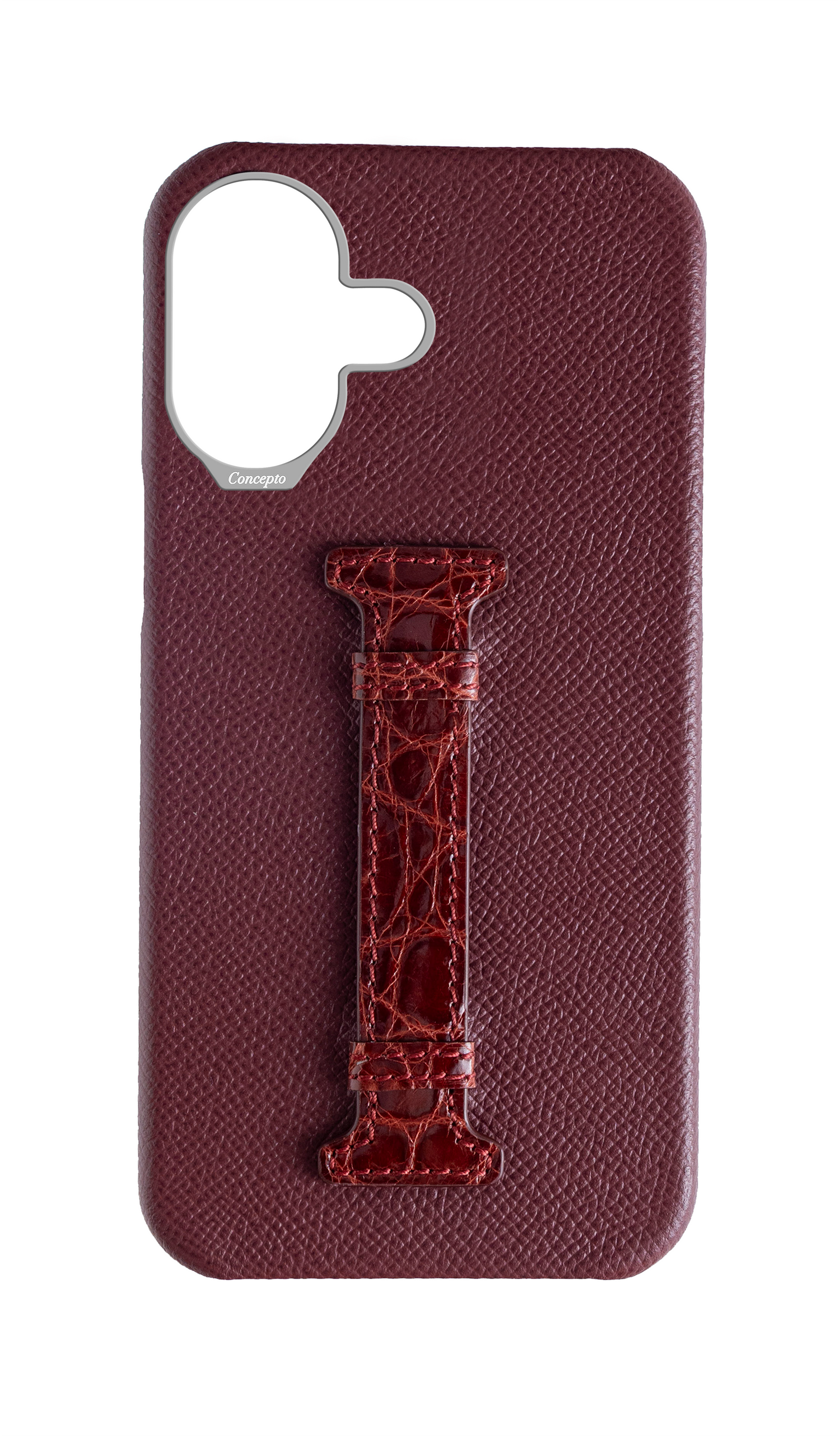 Burgundy Exotic Crocodile Middle Strap Case