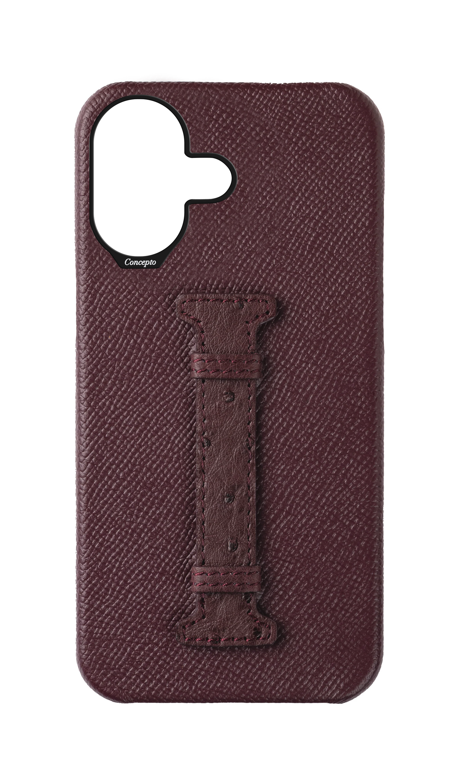Maroon Exotic Ostrich Middle Strap Case