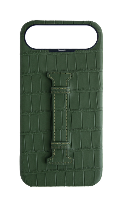 Matte Midnight Green Embossed Crocodile Case