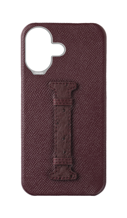 Maroon Exotic Ostrich Middle Strap Case