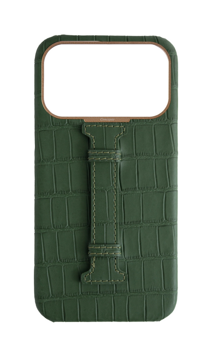 Matte Midnight Green Embossed Crocodile Case