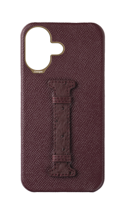 Maroon Exotic Ostrich Middle Strap Case