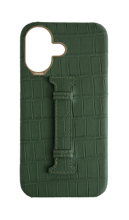 Matte Midnight Green Embossed Crocodile Case
