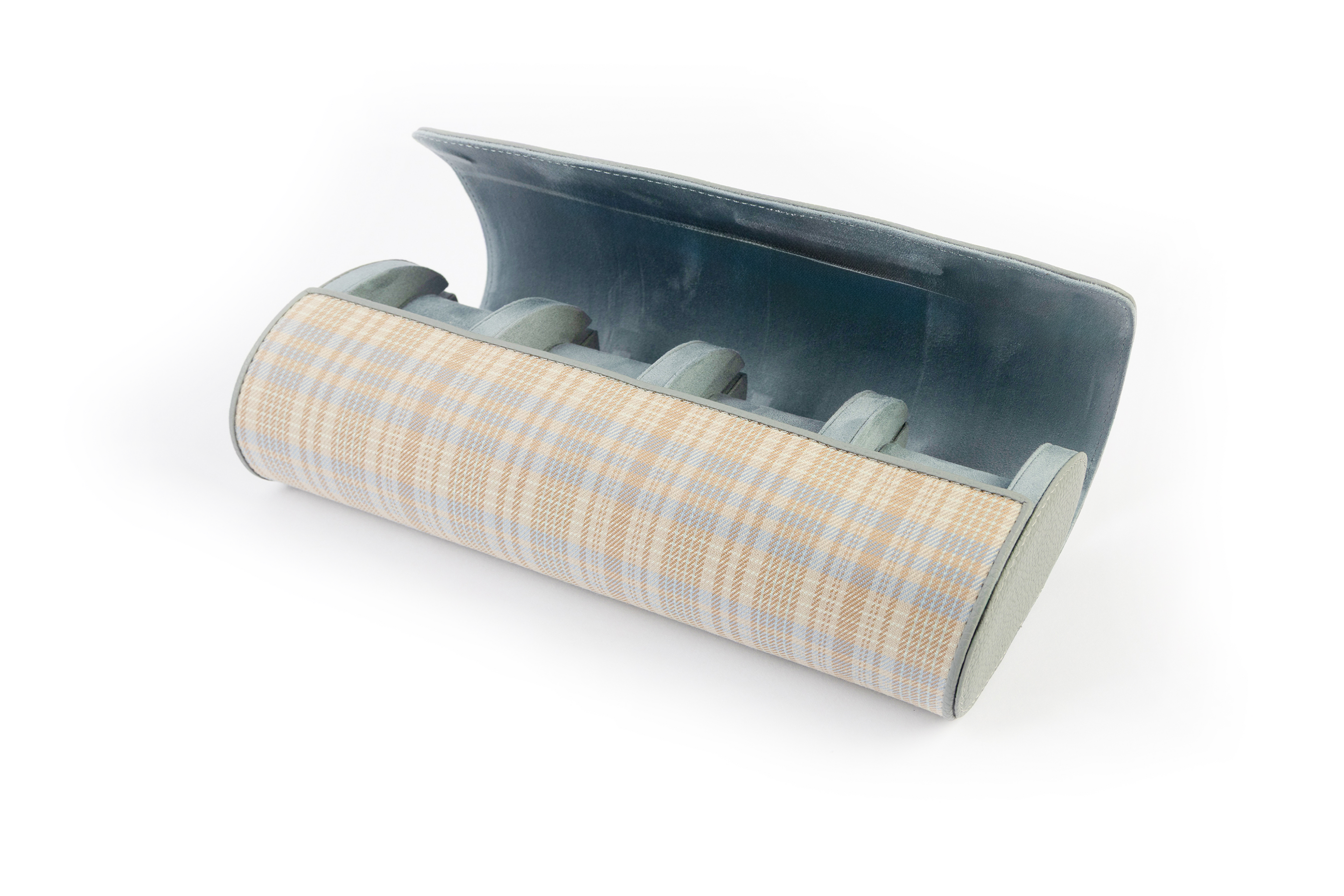 Cream Plaid Watch Roll