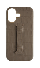 Matte Dark Taupe Embossed Crocodile Case