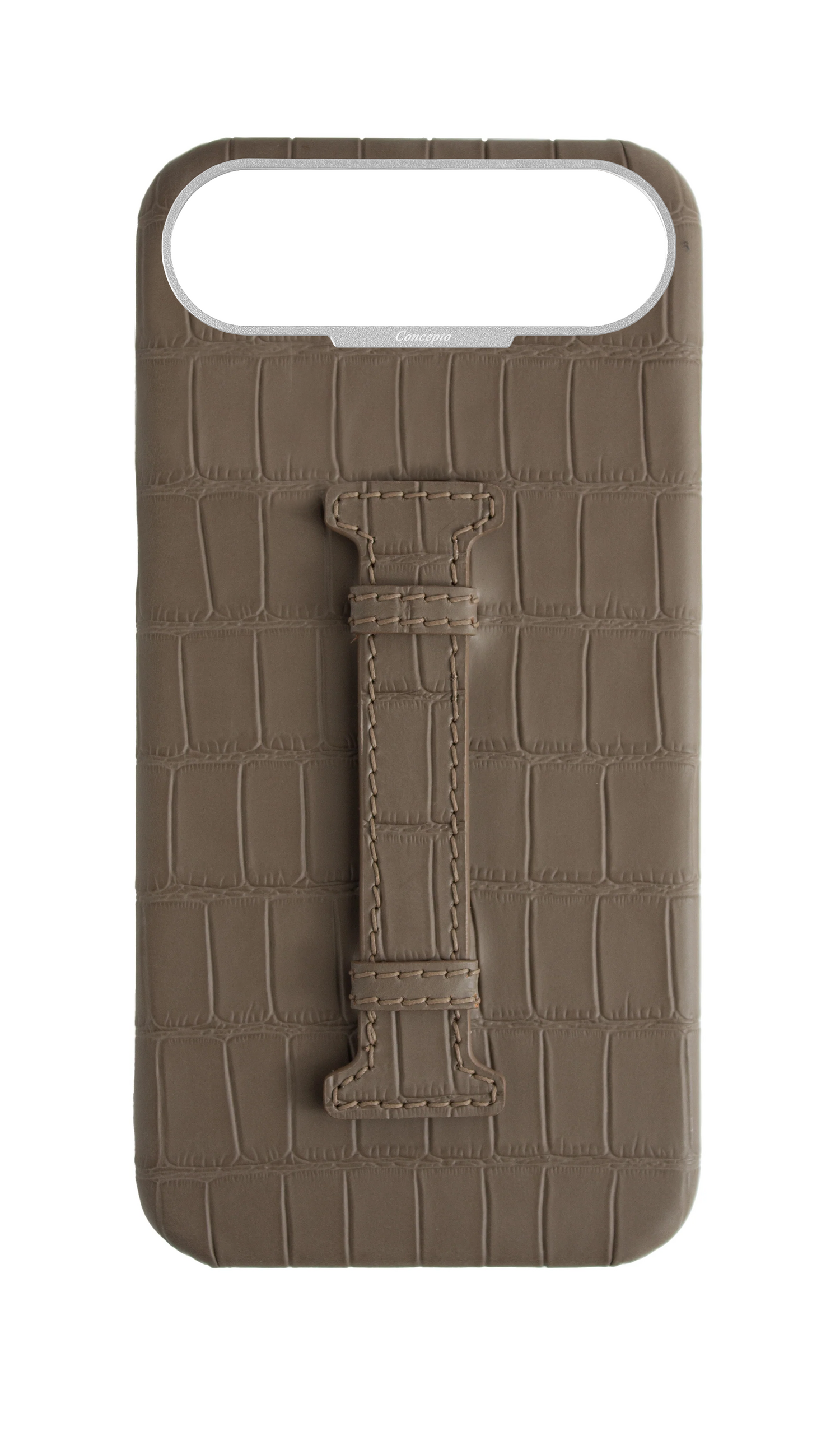 Matte Dark Taupe Embossed Crocodile Case