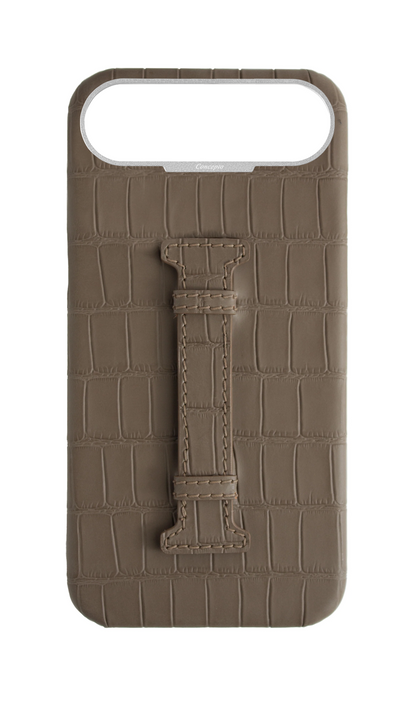 Matte Dark Taupe Embossed Crocodile Case