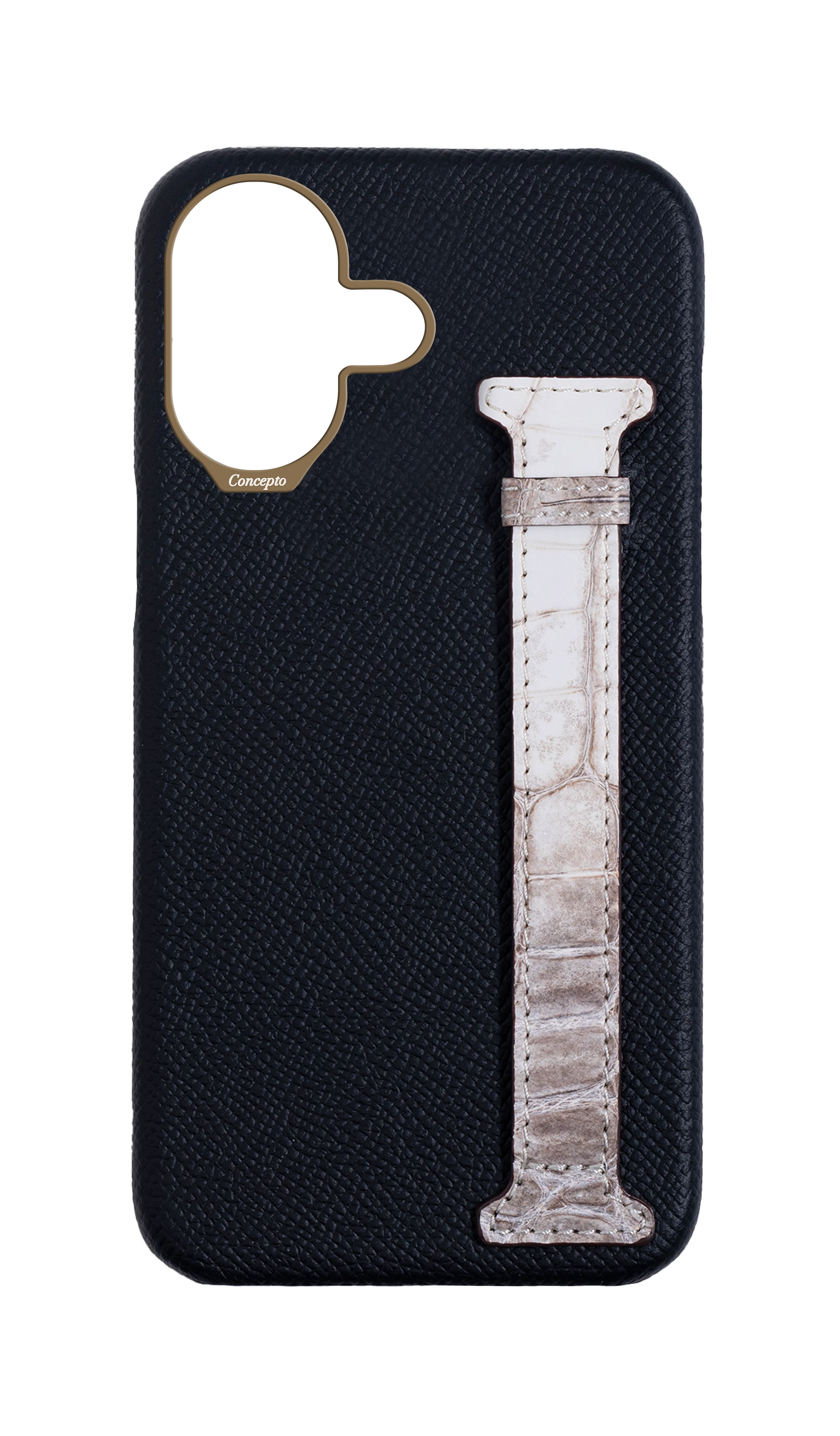 Black Himalayan Exotic Crocodile Side Strap Case