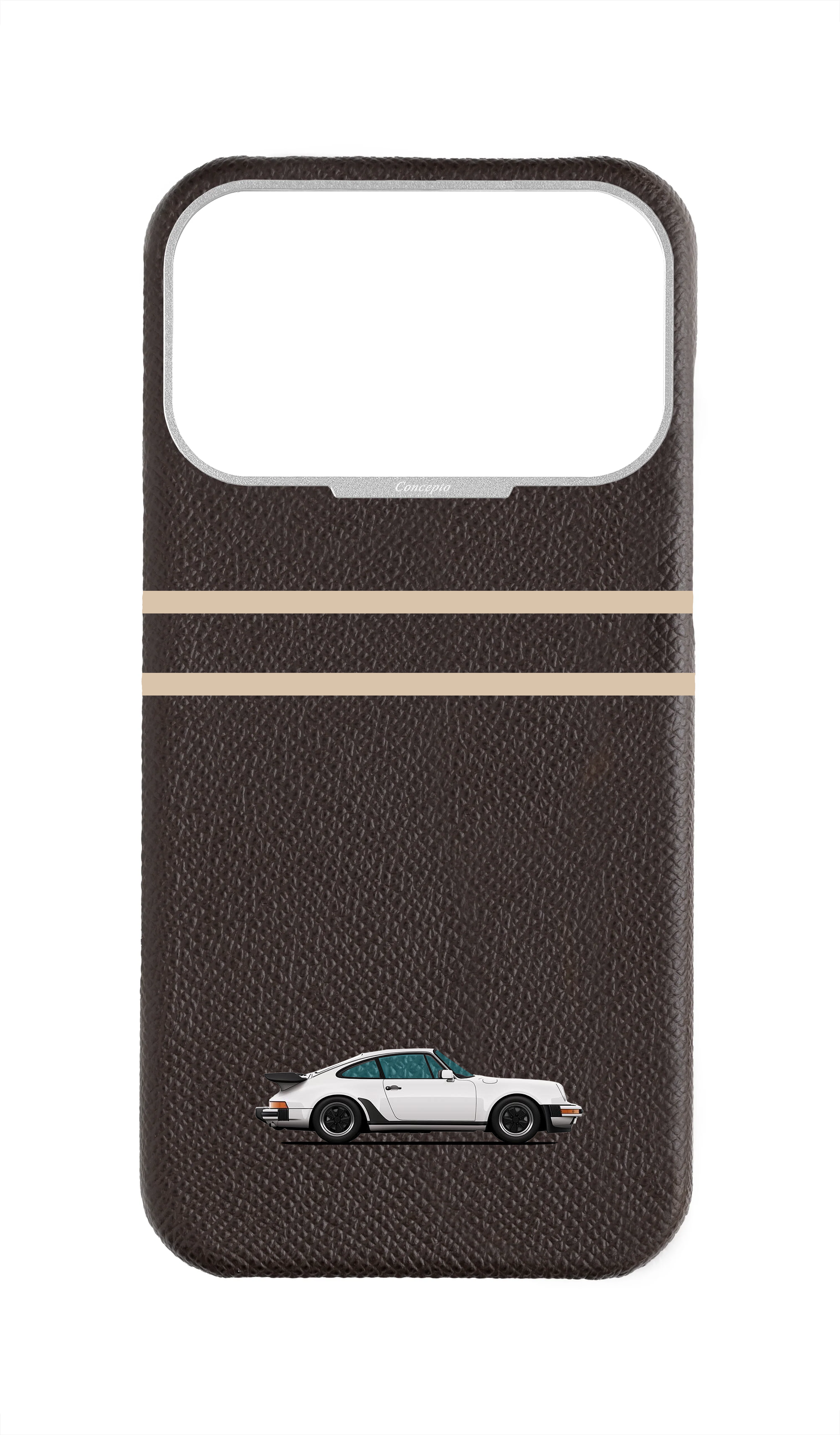 Brown Strapless Epsom Case - Retro Sport Design
