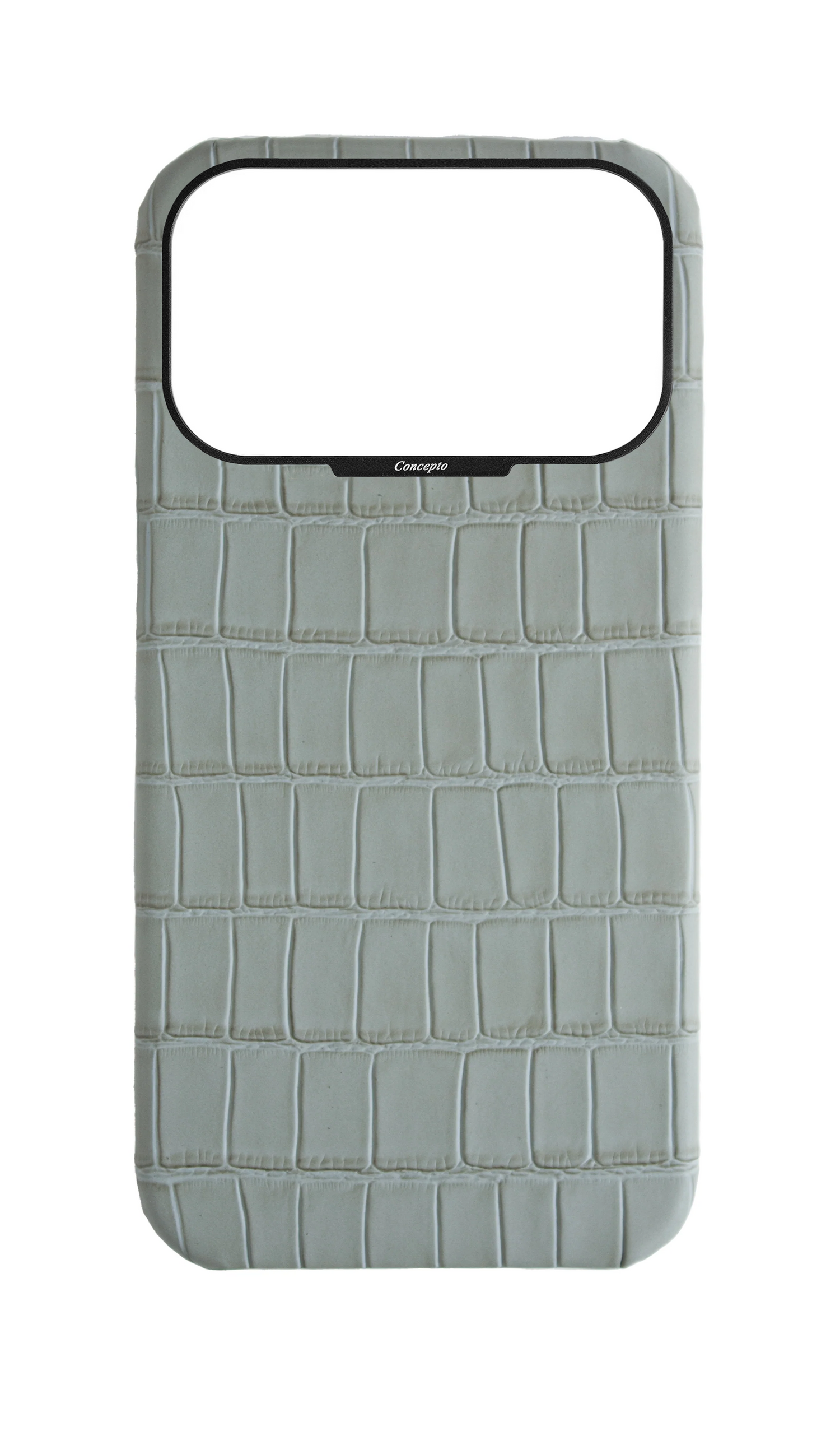 Matte Grey Strapless Embossed Crocodile Case