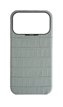 Matte Grey Strapless Embossed Crocodile Case