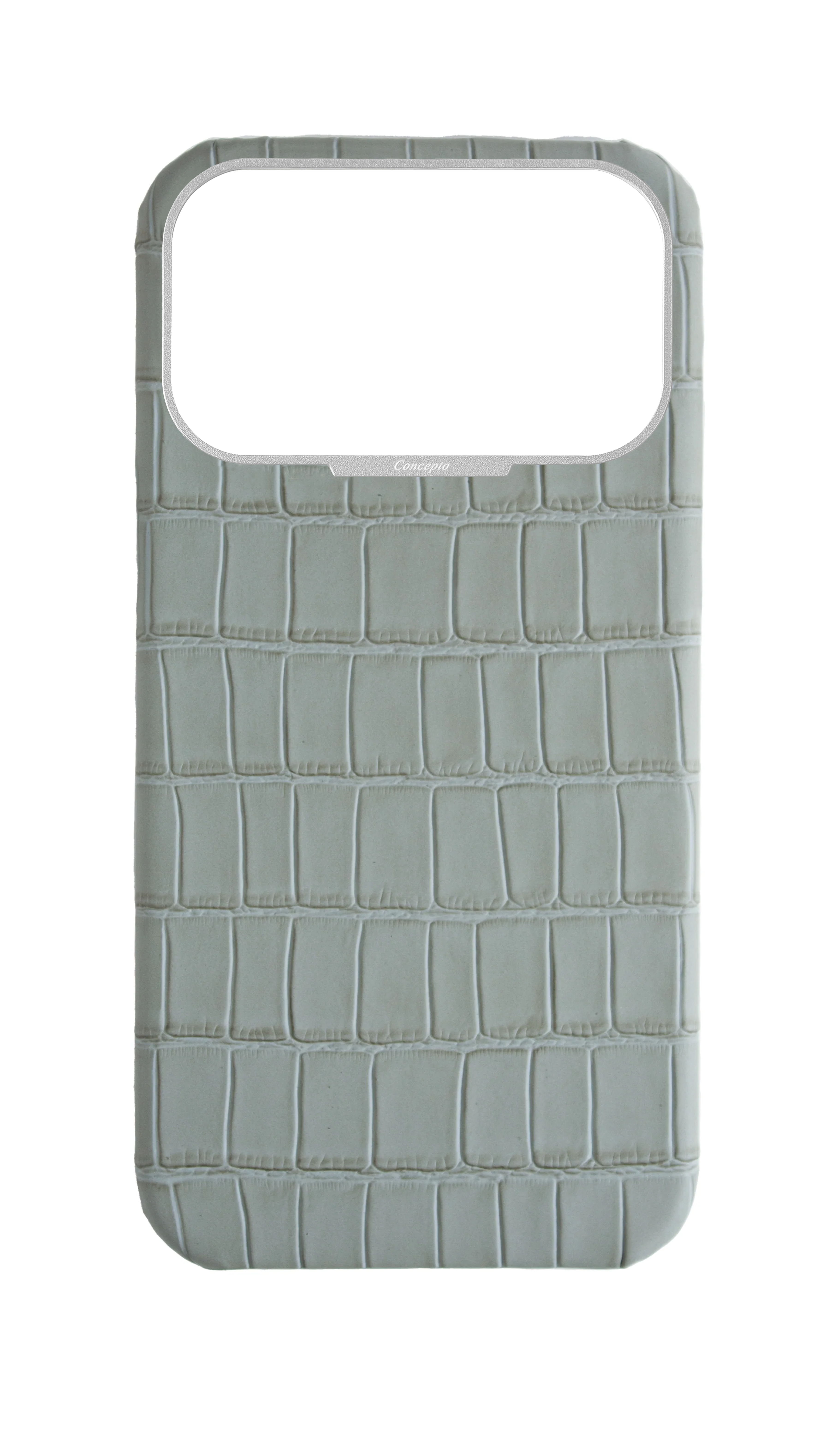 Matte Grey Strapless Embossed Crocodile Case