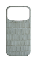 Matte Grey Strapless Embossed Crocodile Case