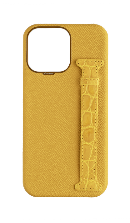 Yellow Exotic Crocodile Side Strap Case