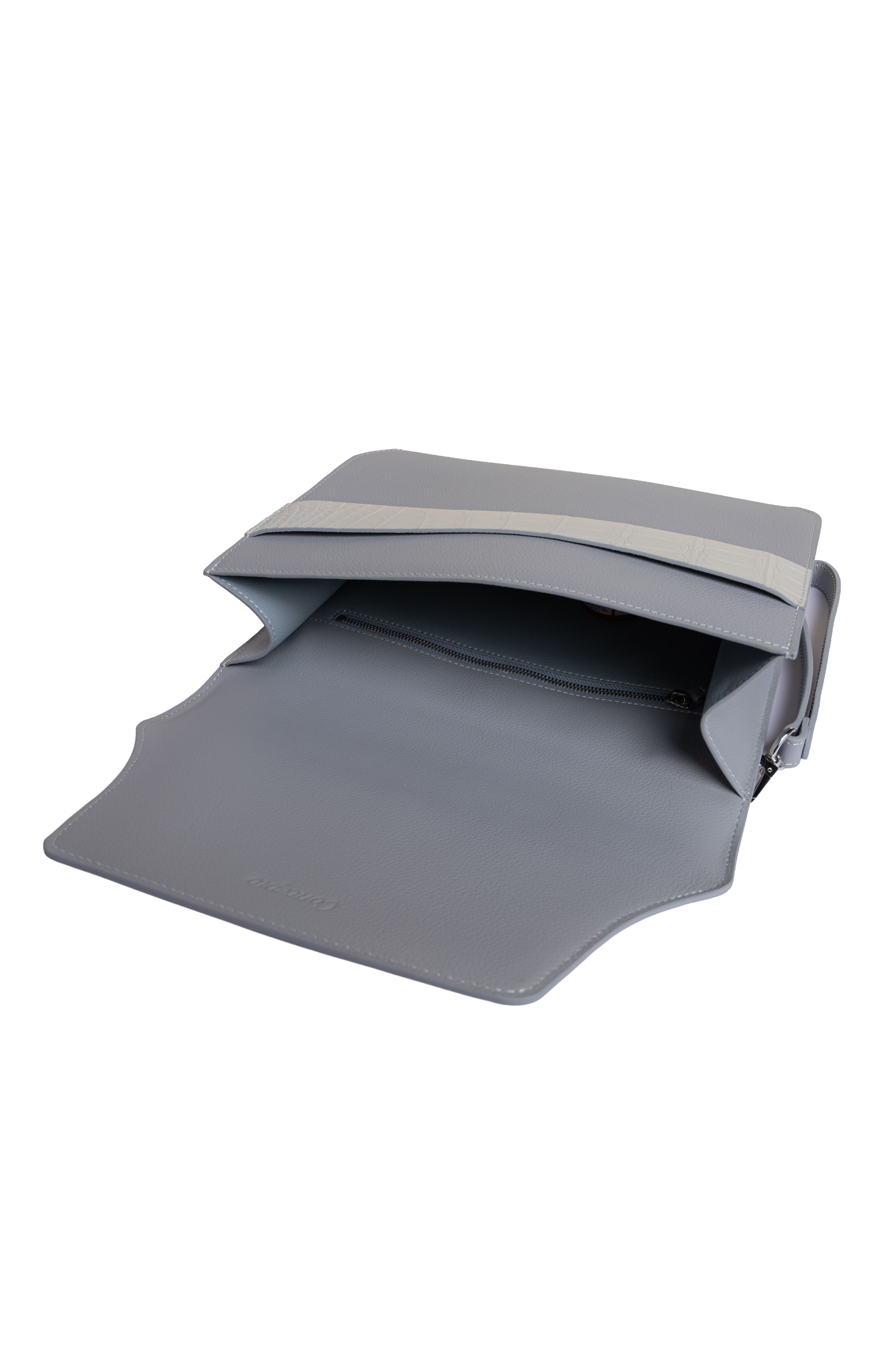 The Portfolio - Dove Grey / Pearl Crocodile Belt
