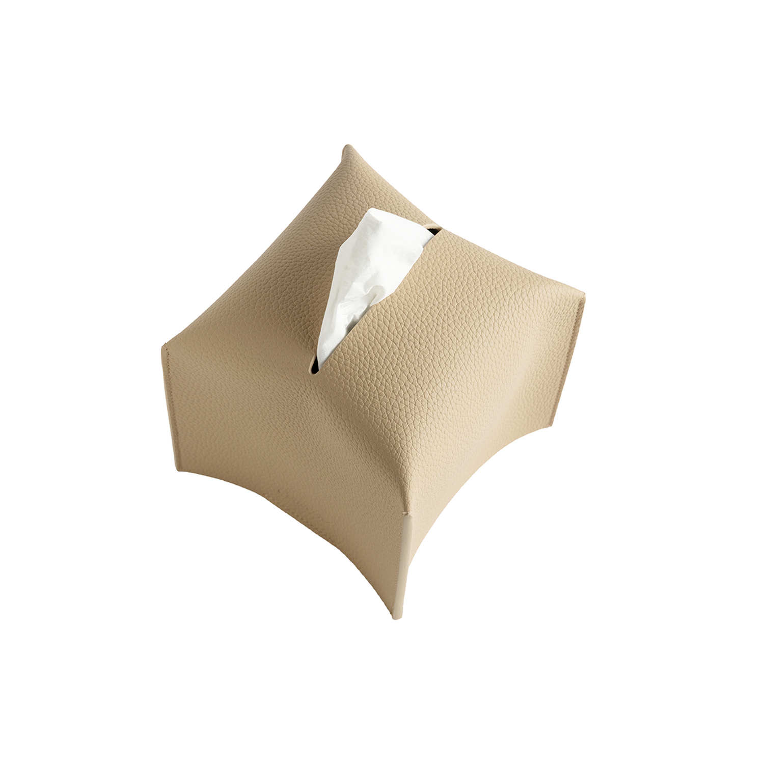 Classic Beige Leather Tissue Box