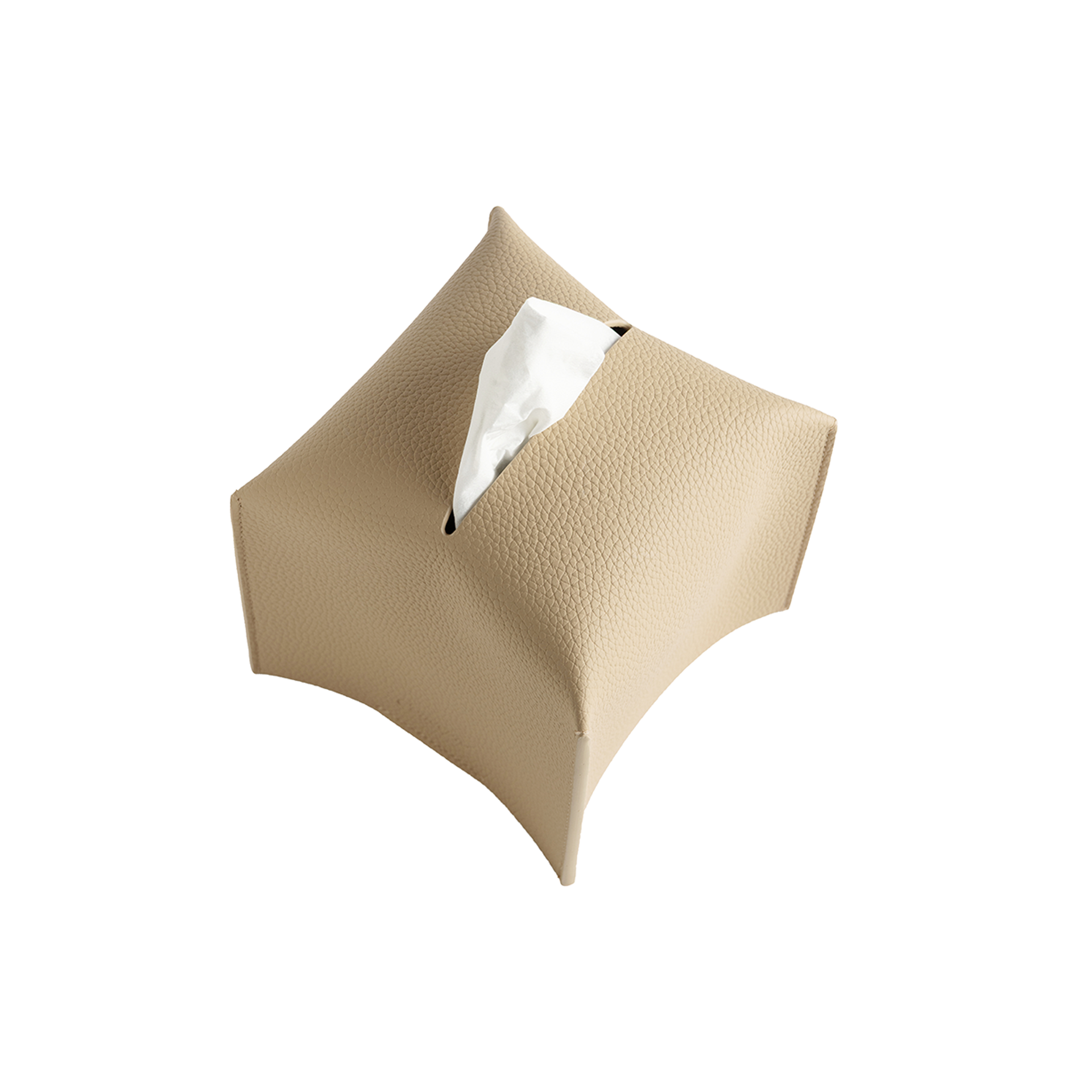 Classic Beige Leather Tissue Box