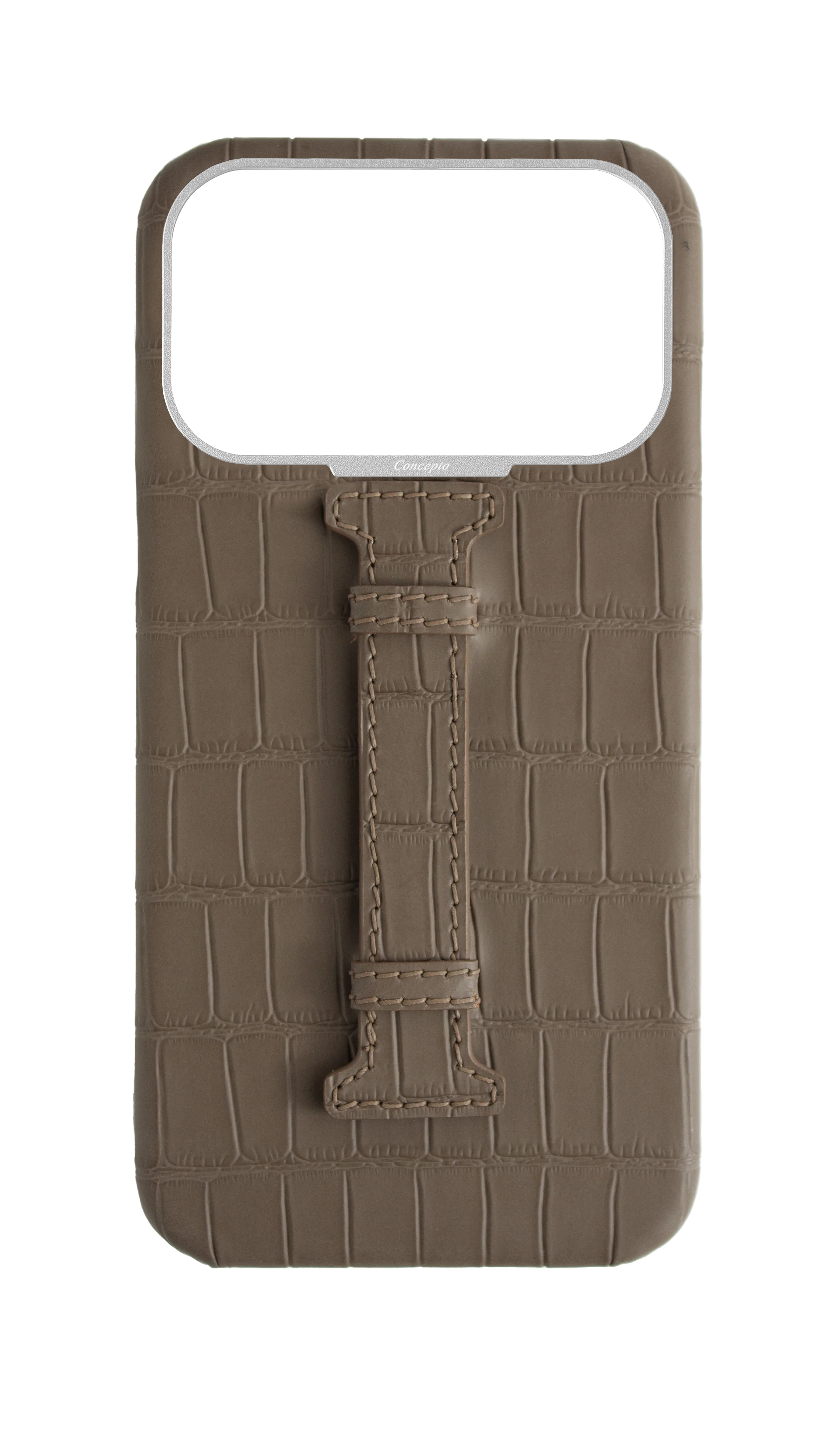 Matte Dark Taupe Embossed Crocodile Case