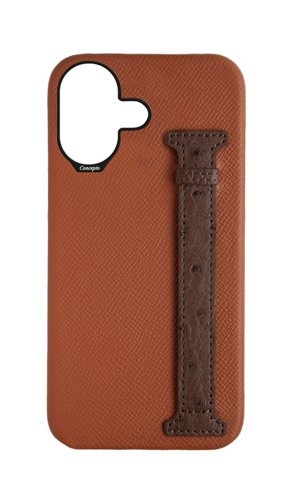 Tan / Brown Exotic Ostrich Side Strap Case