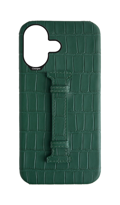Matte Royal Green Embossed Crocodile Case