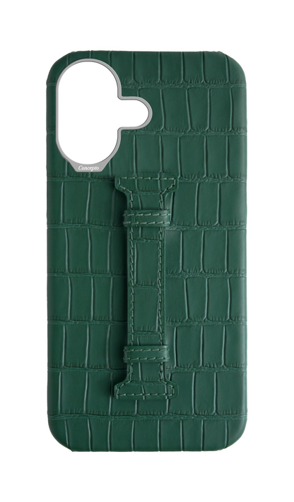 Matte Royal Green Embossed Crocodile Case