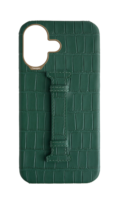 Matte Royal Green Embossed Crocodile Case