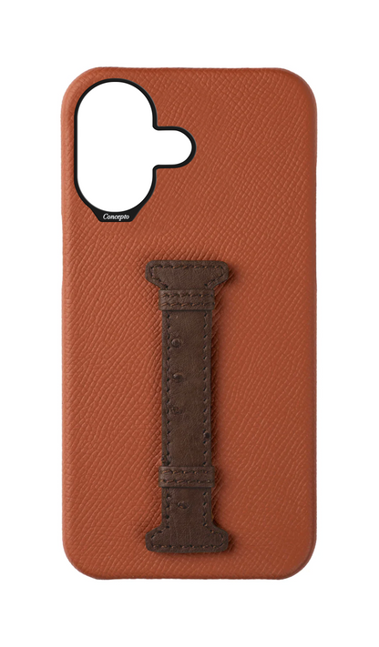Tan / Brown Exotic Ostrich Middle Strap Case