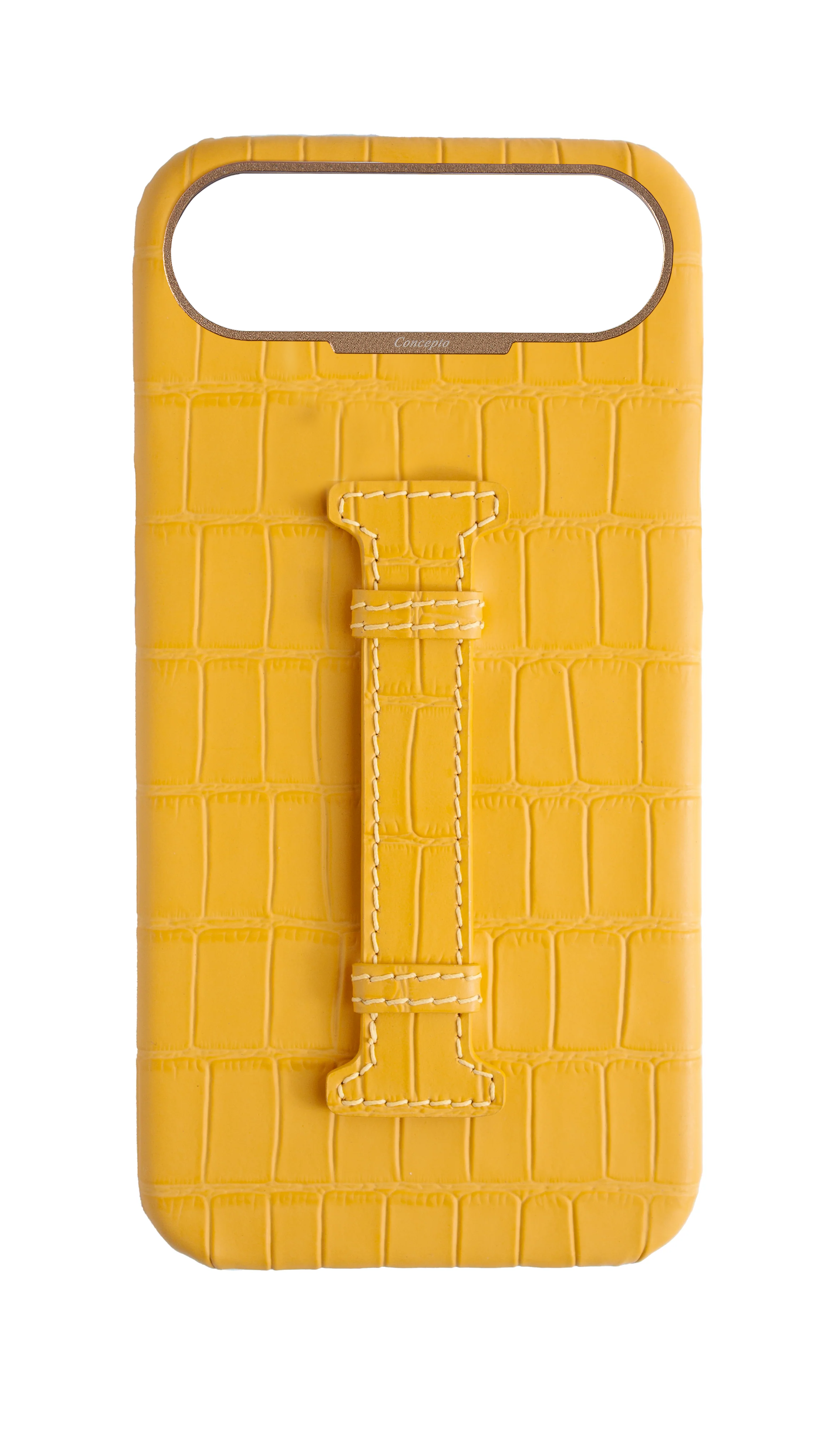 Matte Yellow Embossed Crocodile Case